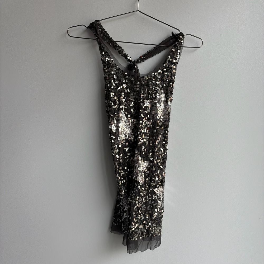 Lipstick Black Sequin Star Racerback Tank Top BS8T886ST Womens Small